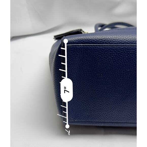 Kate Spade Chester Street Allyn Large Satchel Tote Navy Blue Pebbled Leather - Picture 7 of 14